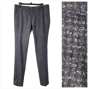 Michael Coal Tweed Wool-Blend Straight Pants Size 32 Made Italy